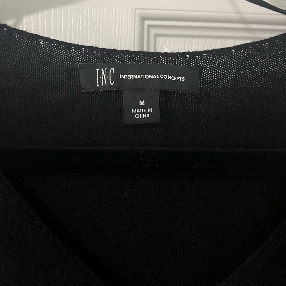 INC International Concepts Black Step Hem Sweater